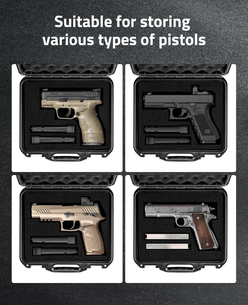 CVLIFE Gun Case for Pistol Handguns, TSA Approved Pistol Case Hard Shell Waterproof with Dual-Layer DIY Customizable Pre-cut Foam, Travel Pistol Cases Lockable 9mm Gun Case - Image 3